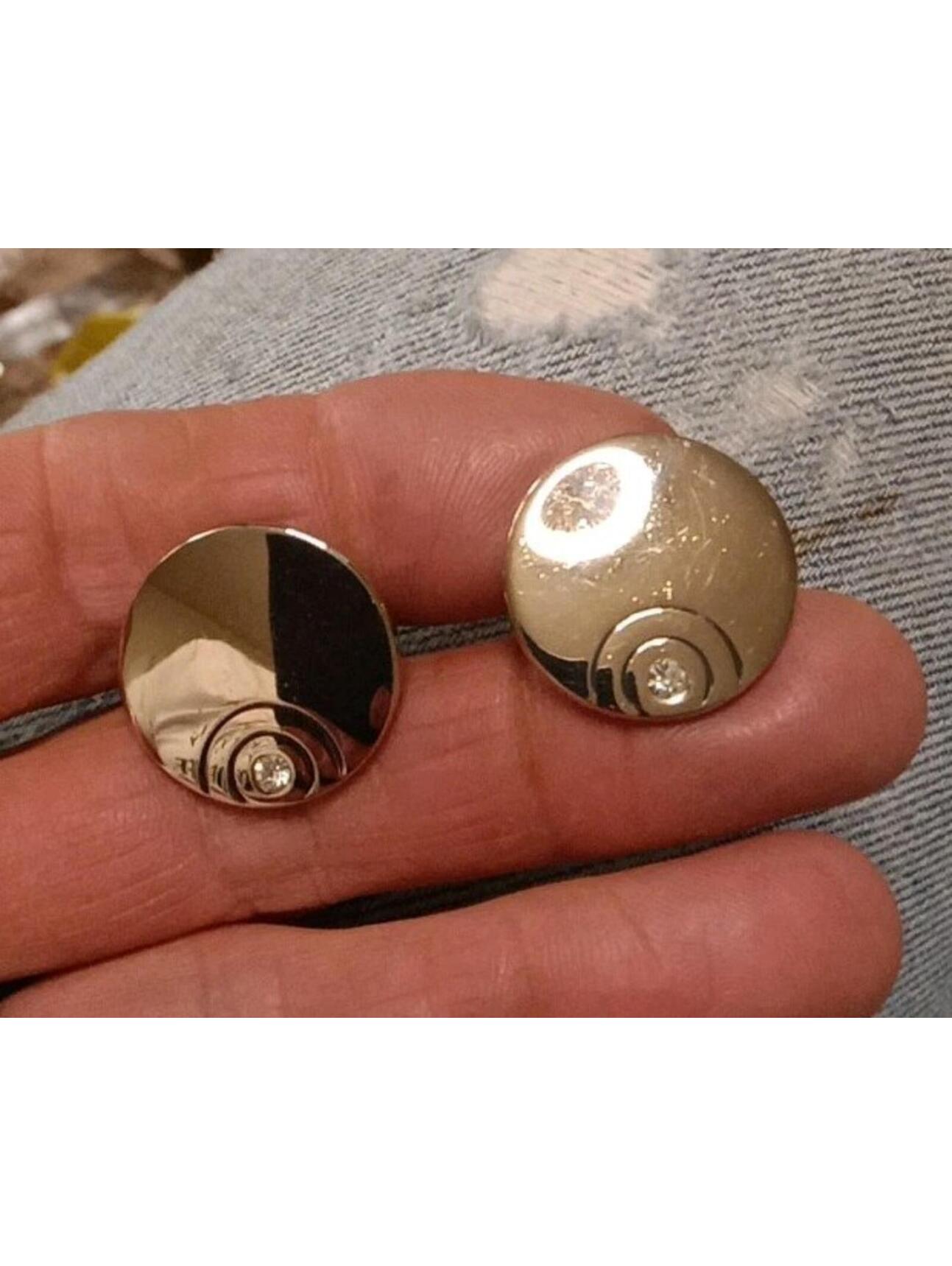GoldTone Swank Brand Vvntage Cufflinks With A Crystal In Each